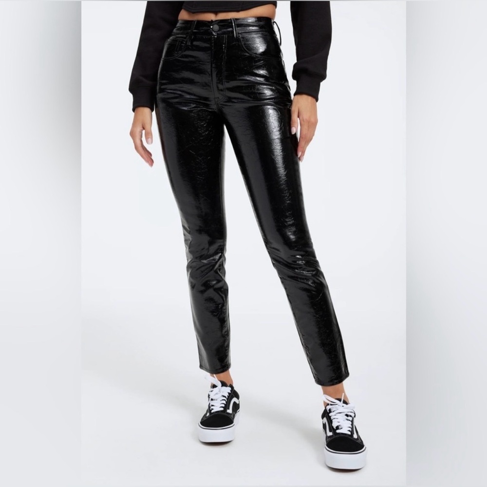 Good American "Good Classic" Textured Faux Leather Pants, New With Tags, Size 6